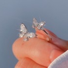925 Sterling Silver Crystal Butterfly Adjustable Ring Women Girls Jewellery Gift