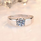 925 Sterling Silver Crystal Stone Adjustable Ring Engagement Women Jewellery UK