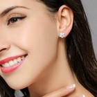 Women Crystal Flower Pendant Necklace Stud Earrings 925 Sterling Silver Jeweller