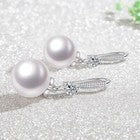 Crystal Stone Pearl Hook Earrings 925 Sterling Silver Women Girls Jewellery Gift