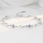 925 Sterling Silver Crystal Stone Linked Charm Bracelet Women Jewellery Gift UK