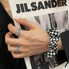 925 Sterling Silver Checkerboard Heart Adjustable Ring Jewellery Women Gift UK