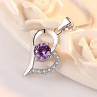 Women Crystal Heart Pendant Chain Necklace 925 Sterling Silver Jewellery Gift UK