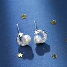 Moon Star Pearl Pendant Necklace Stud Earrings 925 Sterling Silver Jewellery UK