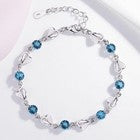 925 Sterling Silver Crystal Stone Heart Linked Charm Bracelet Women Jewellery UK