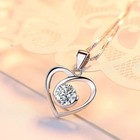 925 Sterling Silver Crystal Heart Swirl Pendant Necklace Women Girls Jewellery
