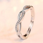 925 Sterling Silver Crystal Twisted Adjustable Ring Women Girls Jewellery Gift