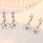 925 Sterling Silver Lovely Flower Hoop Earrings Women Girls Jewellery Gift