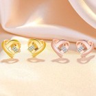 Women Girls Crystal Love Heart Stud Earrings 18K Gold Plt Jewellery Gift UK