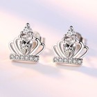 925 Sterling Silver Crystal Crown Stud Earrings Jewellery Women Girls Gift UK