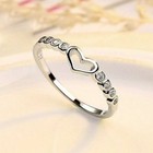 925 Sterling Silver Mini Heart Adjustable Ring Womens Girls Jewellery Gift UK