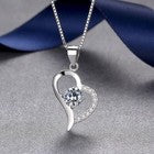 Women Crystal Heart Pendant Chain Necklace 925 Sterling Silver Jewellery Gift UK