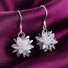 Crystal Ice Snowflake Drop Hook Earrings 925 Sterling Silver Womens Christmas UK