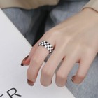 Fashion Checkerboard Heart Adjustable Ring 925 Sterling Silver Jewellery Gift