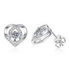 925 Sterling Silver Crystal Heart Swirl Stud Earrings Women Girls Jewellery Gift