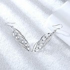 925 Sterling Silver Long Triple Leaf Drop Dangle Hook Earrings Women Jewellery