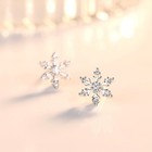 Crystal Snowflakes 925 Sterling Silver Stud Earrings Women Girls Christmas Gift