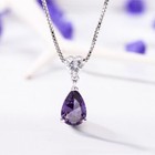 925 Sterling Silver Crystal Heart Water Drop Pendant Necklace Womens Jewellery