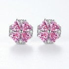 925 Sterling Silver Crystal Pink Heart Stud Earrings Jewellery Women Girls Gift
