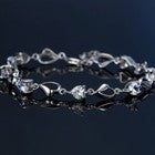 925 Sterling Silver Crystal Heart Linked Charm Bracelet Women Girls Jewellery UK