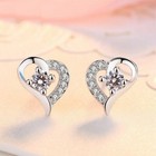 Crystal Heart Stud Earrings Women Girls 925 Sterling Silver Jewellery Gift UK