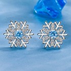 Christmas Crystal Snowflake Stud Earrings 925 Sterling Silver Women Jewellery