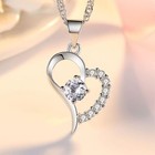 Women Crystal Heart Pendant Chain Necklace 925 Sterling Silver Jewellery Gift UK