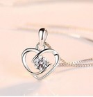 925 Sterling Silver Crystal Heart Swirl Pendant Chain Necklace Stud Earrings UK