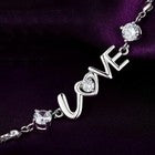925 Sterling Silver Crystal Love Heart Linked Charm Bracelet Women Jewellery UK