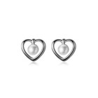 Lovely Heart Pearl Stud Earrings 925 Sterling Silver Women Girls Jewellery Gift