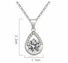 Womens 925 Sterling Silver Crystal Water Drop Pendant Chain Necklace Jewellery