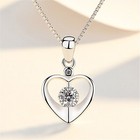 925 Sterling Silver Crystal Love Heart Pendant Necklace Women Jewellery Gift UK