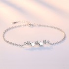 925 Sterling Silver Crystal Star Linked Charm Bracelet Women Girls Jewellery UK