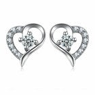 Crystal Heart Stud Earrings Women Girls 925 Sterling Silver Jewellery Gift UK