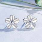 Womens Girls 925 Sterling Silver Smooth Flower Stud Earrings Jewellery Gift