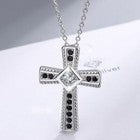 Crystal Cross Pendant Chain Necklace 925 Sterling Silver Women Girls Jewellery