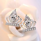 925 Sterling Silver Crystal Crown Stud Earrings Jewellery Women Girls Gift UK
