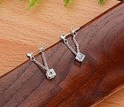 Women 925 Sterling Silver Crystal Cube Dangle Drop Stud Earrings Jewellery Gift