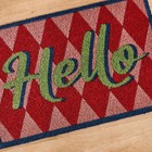 OHS Hello Slogan Doormat Diamond Check Non Slip Indoor Outdoor Coir Door Mat Rug