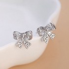 925 Sterling Silver Bow Tie Heart Stud Earrings Jewellery Women Girls Gift UK