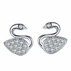 Crystal Swan Womens Girls 925 Sterling Silver Stud Earrings Jewellery Gift UK