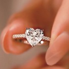 925 Sterling Silver Crystal Love Heart Adjustable Ring Women Jewellery Gift