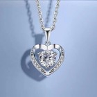 925 Sterling Silver Crystal Love Heart Pendant Necklace Women Jewellery Gift UK