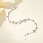 925 Sterling Silver Crystal Double Heart Linked Charm Bracelet Women Jewellery