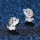 Cute Crystal Doggy Puppy Stud Earrings 925 Sterling Silver Women Girls Jewellery