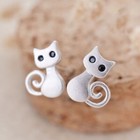 Cute Kitty Cat Stud Earrings 925 Sterling Silver Women Girls Jewellery Gift UK