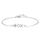 925 Sterling Silver Crystal Star Linked Charm Bracelet Women Jewellery Gift
