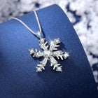 Christmas Crystal SnowFlakes Necklace 925 Sterling Silver Women Jewellery Gift