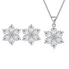 Crystal Snowflakes 925 Sterling Silver Necklace Stud Earrings Christmas Gift UK