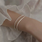 925 Sterling Silver Double Layer Fashion Bracelet Women Girls Jewellery Gift UK